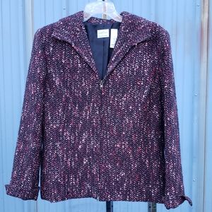 Emma James Plus Size Pink and Black Boucle Knit Zipped Dress Jacket Size 14